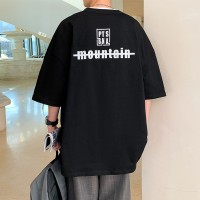 Q2024夏季重磅短袖t恤男240G潮宽松情侣夏季运动休闲落肩款T