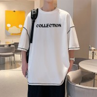 Q2024夏季重磅短袖t恤男240G潮宽松情侣夏季运动休闲落肩款T