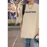Q2024夏季重磅短袖t恤男240G潮宽松情侣夏季运动休闲落肩款T