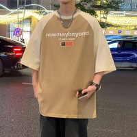 Q2024夏季重磅短袖t恤男240G潮宽松情侣夏季运动休闲落肩款T