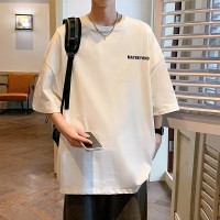 Q2024夏季重磅短袖t恤男240G潮宽松情侣夏季运动休闲落肩款T