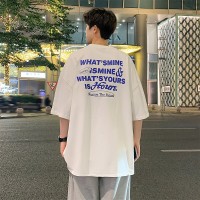 Q2024夏季重磅短袖t恤男240G潮宽松情侣夏季运动休闲落肩款T