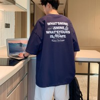 Q2024夏季重磅短袖t恤男240G潮宽松情侣夏季运动休闲落肩款T