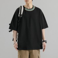 Q2024夏季重磅短袖t恤男240G潮宽松情侣夏季运动休闲落肩款T