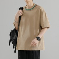 Q2024夏季重磅短袖t恤男240G潮宽松情侣夏季运动休闲落肩款T