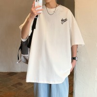 Q2024夏季重磅短袖t恤男240G潮宽松情侣夏季运动休闲落肩款T