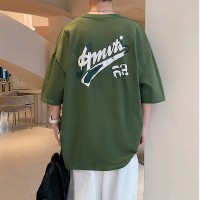 Q2024夏季重磅短袖t恤男240G潮宽松情侣夏季运动休闲落肩款T