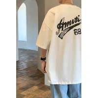 Q2024夏季重磅短袖t恤男240G潮宽松情侣夏季运动休闲落肩款T