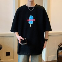 Q2024夏季重磅短袖t恤男240G潮宽松情侣夏季运动休闲落肩款T
