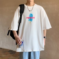 Q2024夏季重磅短袖t恤男240G潮宽松情侣夏季运动休闲落肩款T