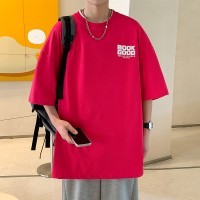 Q2024夏季重磅短袖t恤男240G潮宽松情侣夏季运动休闲落肩款T