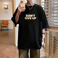 Q2024夏季重磅短袖t恤男240G潮宽松情侣夏季运动休闲落肩款T