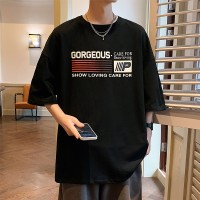 Q2024夏季重磅短袖t恤男240G潮宽松情侣夏季运动休闲落肩款T