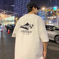 Q2024夏季重磅短袖t恤男240G潮宽松情侣夏季运动休闲落肩款T