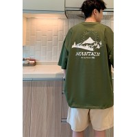 Q2024夏季重磅短袖t恤男240G潮宽松情侣夏季运动休闲落肩款T