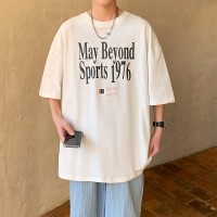 Q2024夏季重磅短袖t恤男240G潮宽松情侣夏季运动休闲落肩款T