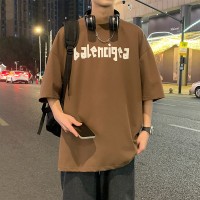 Q2024夏季重磅短袖t恤男240G潮宽松情侣夏季运动休闲落肩款T