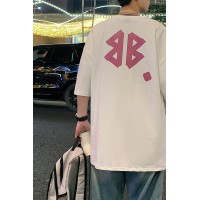Q2024夏季重磅短袖t恤男240G潮宽松情侣夏季运动休闲落肩款T