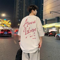 Q2024夏季重磅短袖t恤男240G潮宽松情侣夏季运动休闲落肩款T