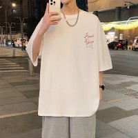 Q2024夏季重磅短袖t恤男240G潮宽松情侣夏季运动休闲落肩款T