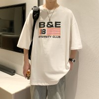 Q2024夏季重磅短袖t恤男240G潮宽松情侣夏季运动休闲落肩款T