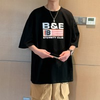 Q2024夏季重磅短袖t恤男240G潮宽松情侣夏季运动休闲落肩款T