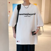Q2024夏季重磅短袖t恤男240G潮宽松情侣夏季运动休闲落肩款T