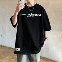 Q2024夏季重磅短袖t恤男240G潮宽松情侣夏季运动休闲落肩款T