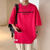 Q2024夏季重磅短袖t恤男240G潮宽松情侣夏季运动休闲落肩款T