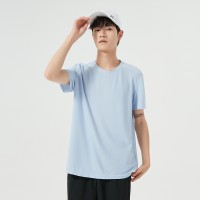 Q冰丝短袖t恤男士夏季薄款2024速干简约纯色大码男装运动户外