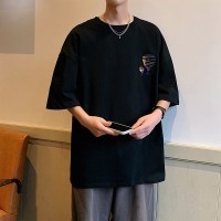Q2024夏季重磅短袖t恤男240G潮宽松情侣夏季运动休闲落肩款T