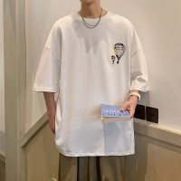 Q2024夏季重磅短袖t恤男240G潮宽松情侣夏季运动休闲落肩款T