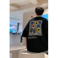 Q2024夏季重磅短袖t恤男240G潮宽松情侣夏季运动休闲落肩款T
