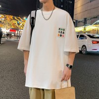 Q2024夏季重磅短袖t恤男240G潮宽松情侣夏季运动休闲落肩款T