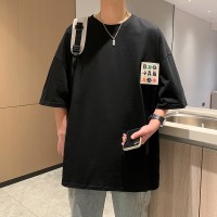 Q2024夏季重磅短袖t恤男240G潮宽松情侣夏季运动休闲落肩款T