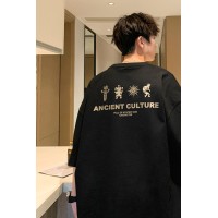 Q2024夏季重磅短袖t恤男240G潮宽松情侣夏季运动休闲落肩款T