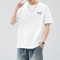 Q2024夏季短袖t恤男冰感潮流宽松情侣夏季运动休闲拼接T恤上