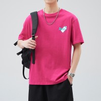 Q2024夏季短袖t恤男冰感潮流宽松情侣夏季运动休闲拼接T恤上