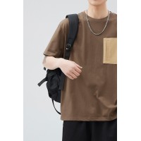 Q2024夏季短袖t恤男冰感潮流宽松情侣夏季运动休闲拼接T恤上