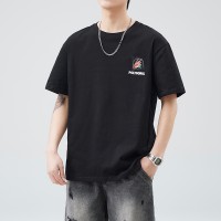 Q2024夏季短袖t恤男冰感潮流宽松情侣夏季运动休闲拼接T恤上