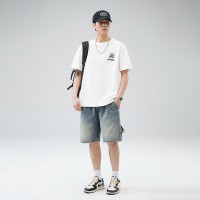 Q2024夏季短袖t恤男冰感潮流宽松情侣夏季运动休闲拼接T恤上