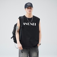 Q2024新款夏季无袖t恤男日系潮流宽松情侣休闲冰感T恤运动上