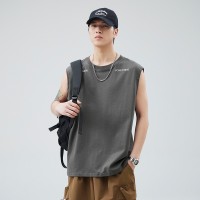 Q2024新款夏季无袖t恤男日系潮流宽松情侣休闲冰感T恤运动上