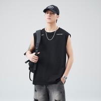Q2024新款夏季无袖t恤男日系潮流宽松情侣休闲冰感T恤运动上