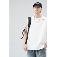 Q2024新款夏季无袖t恤男日系潮流宽松情侣休闲冰感T恤运动上