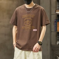 Q美式复古短袖t恤男夏季宽松设计感潮牌半袖字母印花纯棉体恤