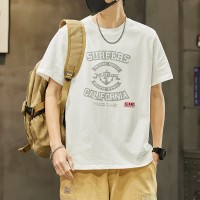 Q美式复古短袖t恤男夏季宽松设计感潮牌半袖字母印花纯棉体恤