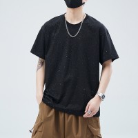 Q满天星空短袖t恤男款潮牌美式大码衣服夏季宽松男士半袖体恤