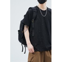 Q满天星空短袖t恤男款潮牌美式大码衣服夏季宽松男士半袖体恤