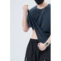 Q冰丝t恤男短袖夏季宽松大码薄款圆领运动速干加肥加大体恤潮